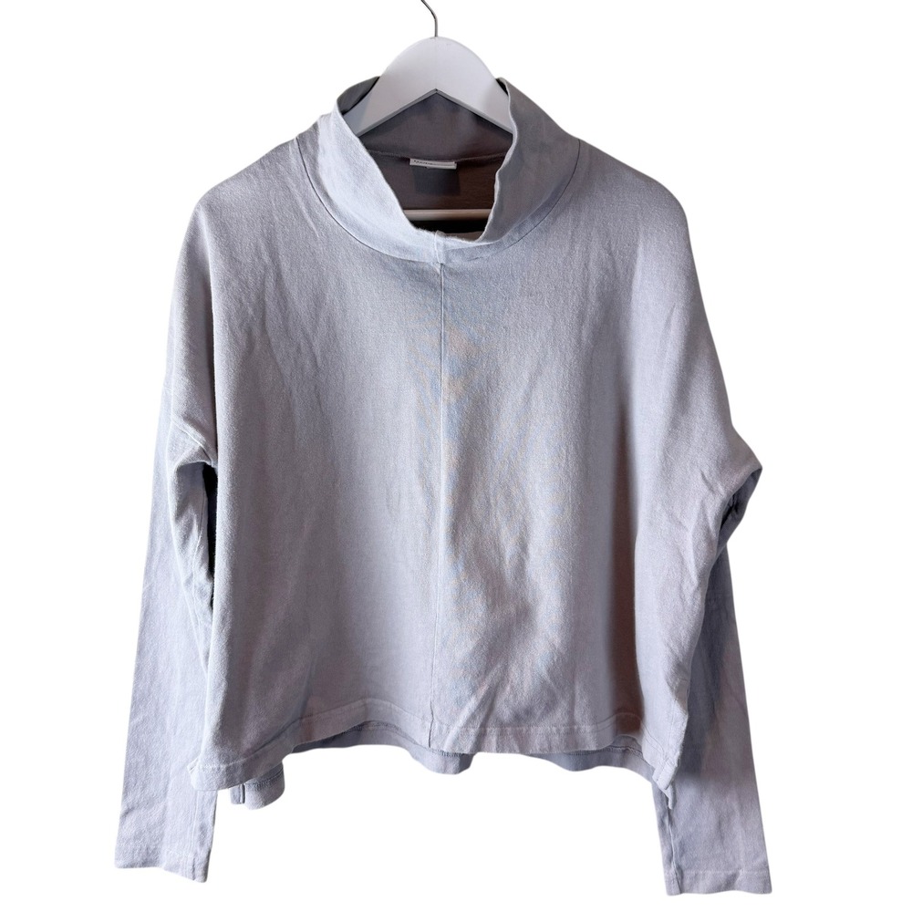 Pacific Cotton San Francisco Mock Neck Long Sleeve‎ Top Gray XS Made in USA